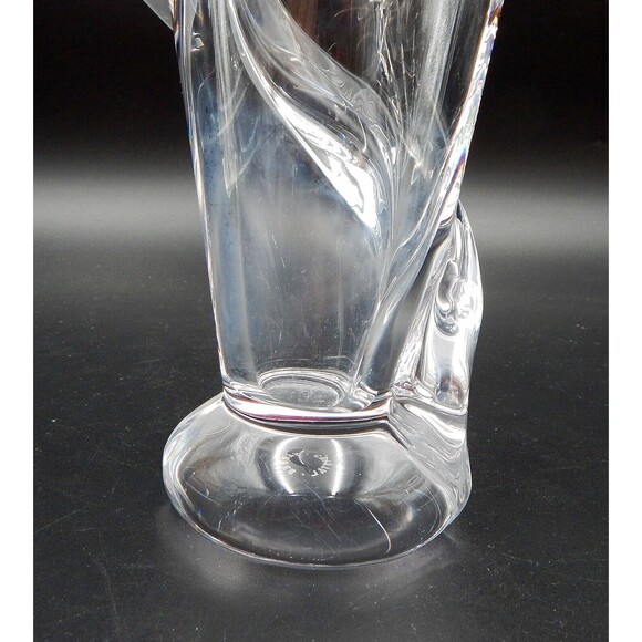 Vannes Cristal Crystal Calla Lily Vase Flower 7 Inch Clear Art Glass Signed - Picture 5 of 13